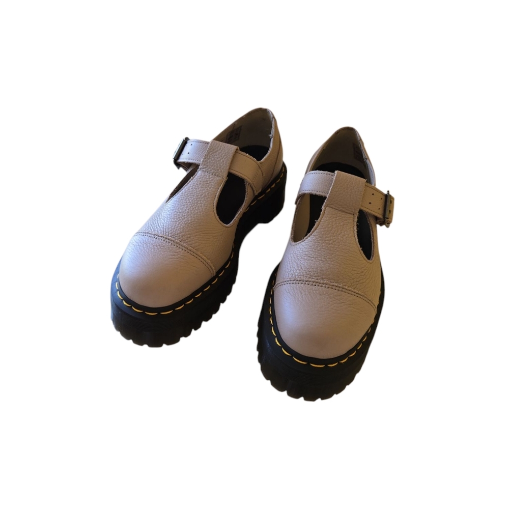 Dr Martens Bethan Pisa Leather Chunky Platform Mary Janes Vintage Taupe Size 8 - Picture 5 of 15